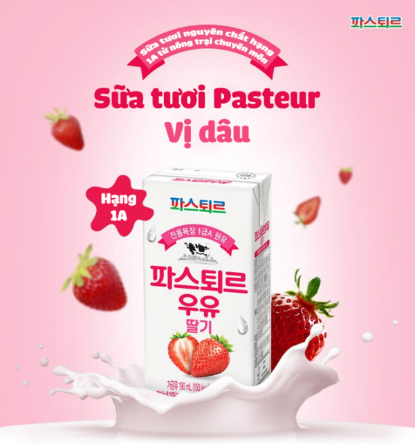 Sữa tươi trái cây Pasteur- Vị dâu – Sữa tươi đạt chuẩn 1A từ LOTTE Wellfood